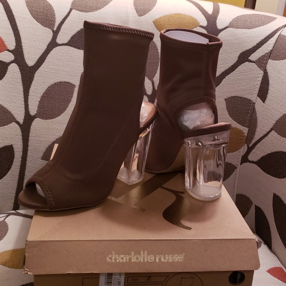 Peep toe sock booties